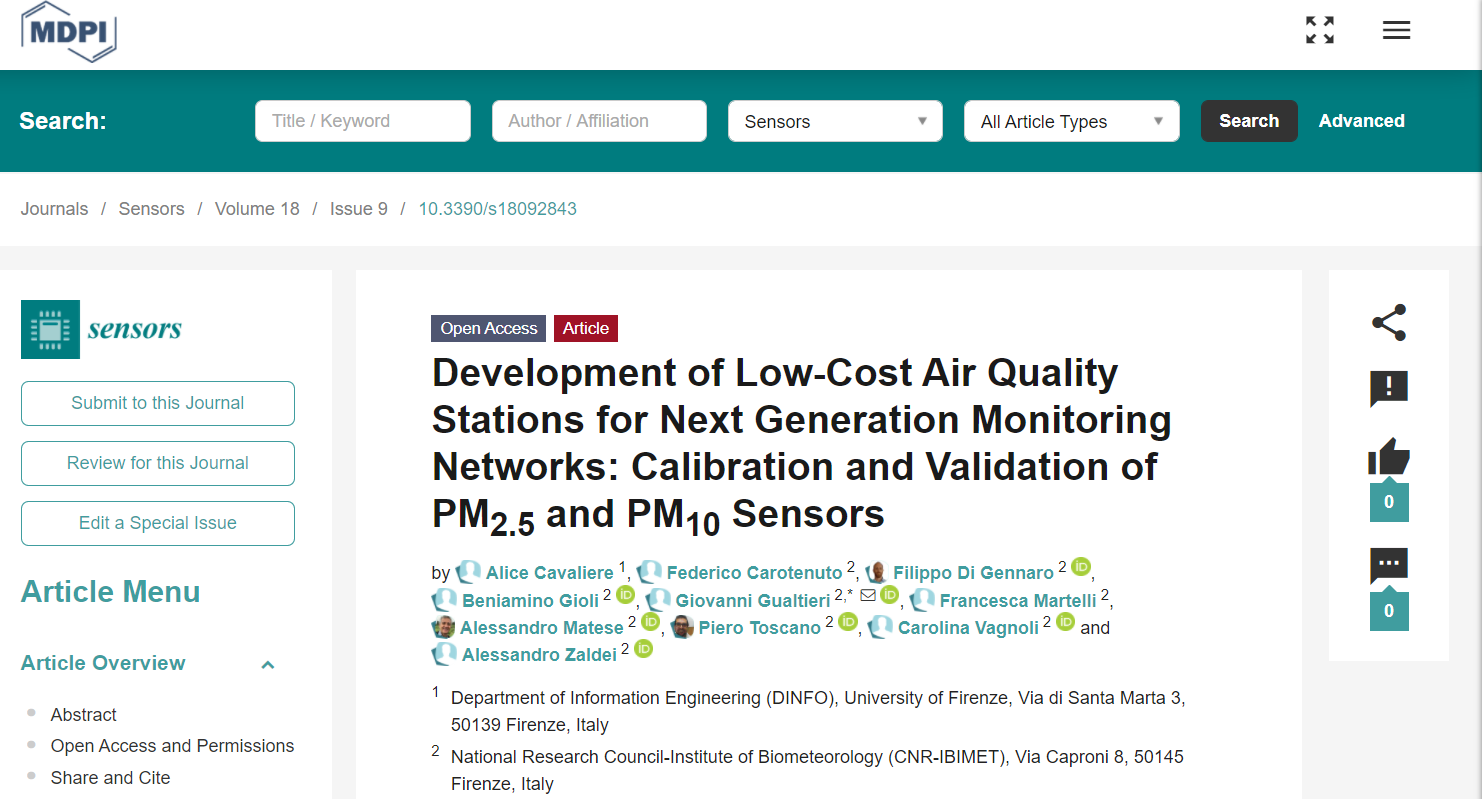 Development of Low-Cost Air Quality Stations for Next Generation Monitoring Networks: Calibration and Validation of PM2.5 and PM10 Sensors