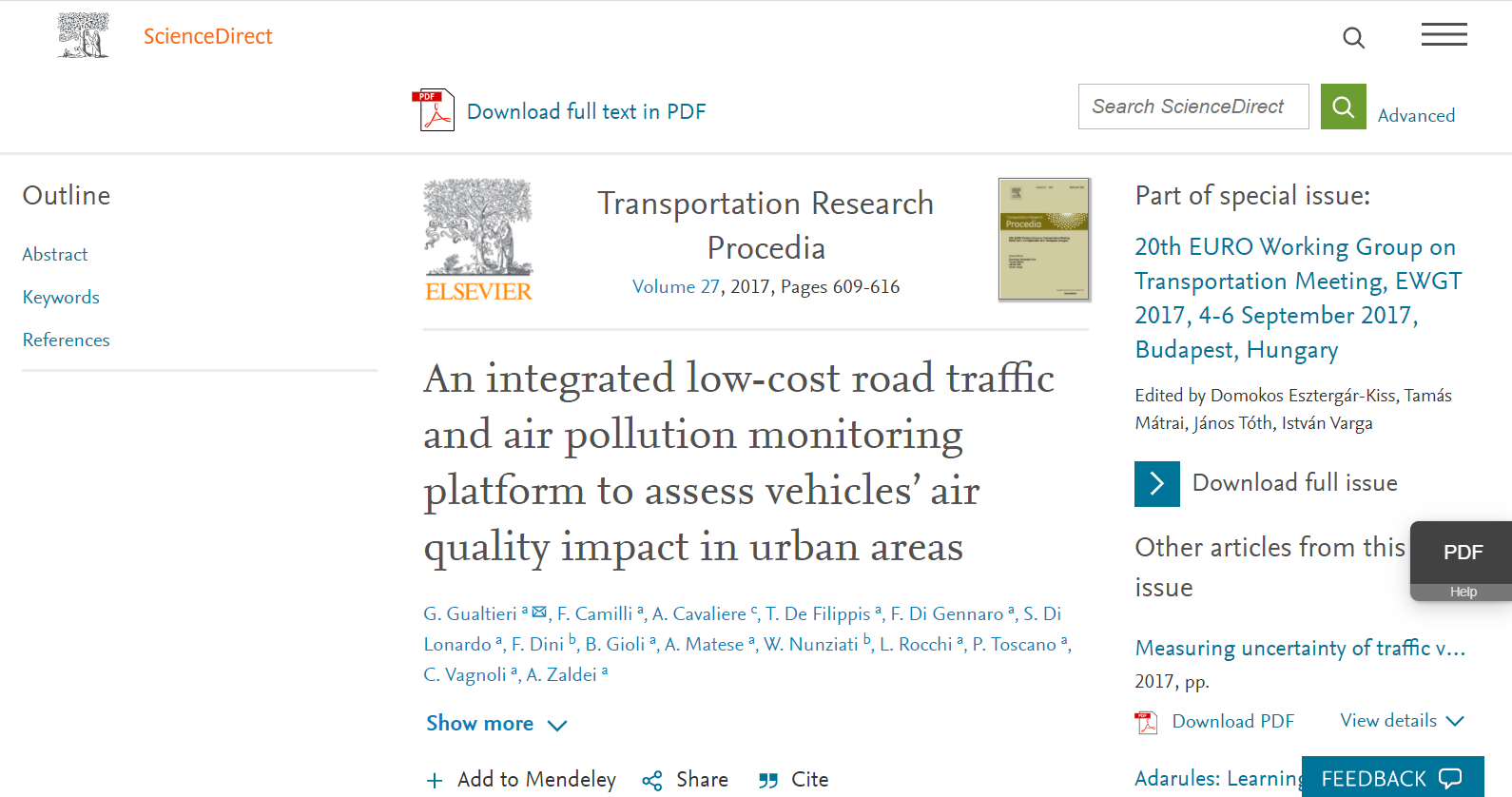 An integrated low-cost road traffic and air pollution monitoring platform to assess vehicles’ air quality impact in urban areas